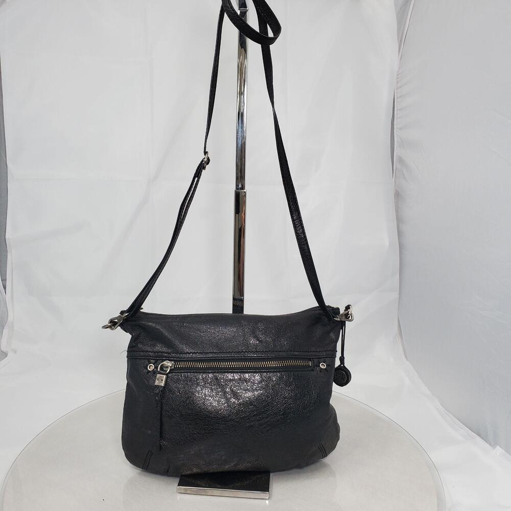 The Sak Oleta Leather Crossbody Bag Women Small Black Zip Pockets 4189-CSJ